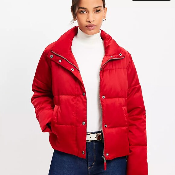 NEW Ann Taylor Loft Sateen Puffer Jacket - Picture 1 of 2